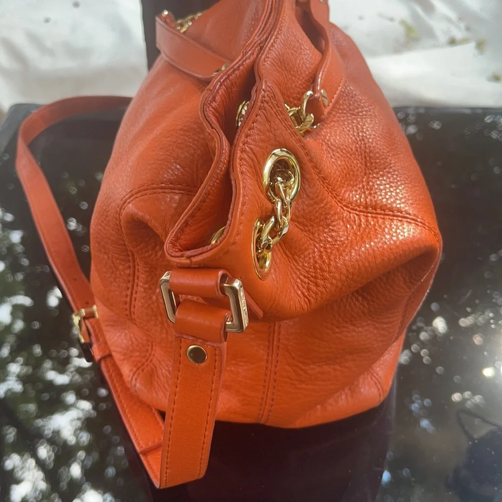 Michael kors orange leather tote